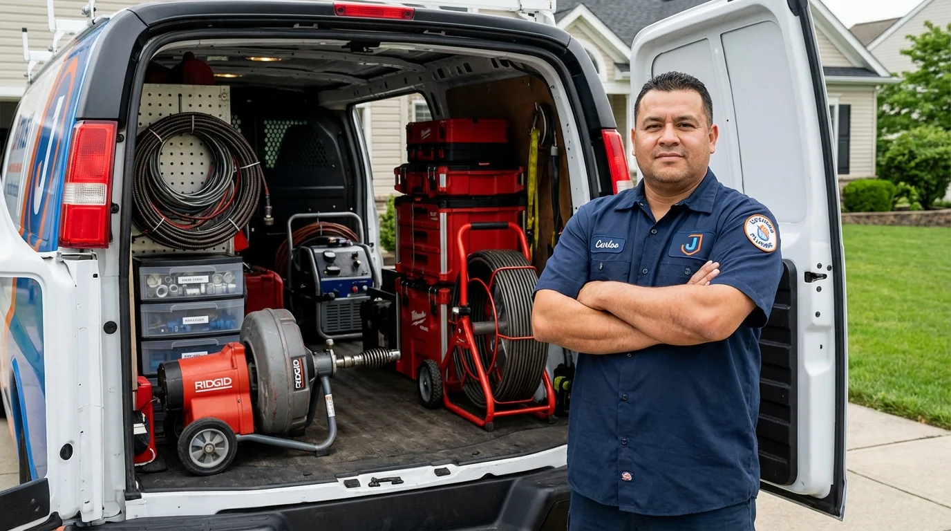 Professional drain cleaning equipment and Johns Plumbing LLC plumber in Mount Pleasant
