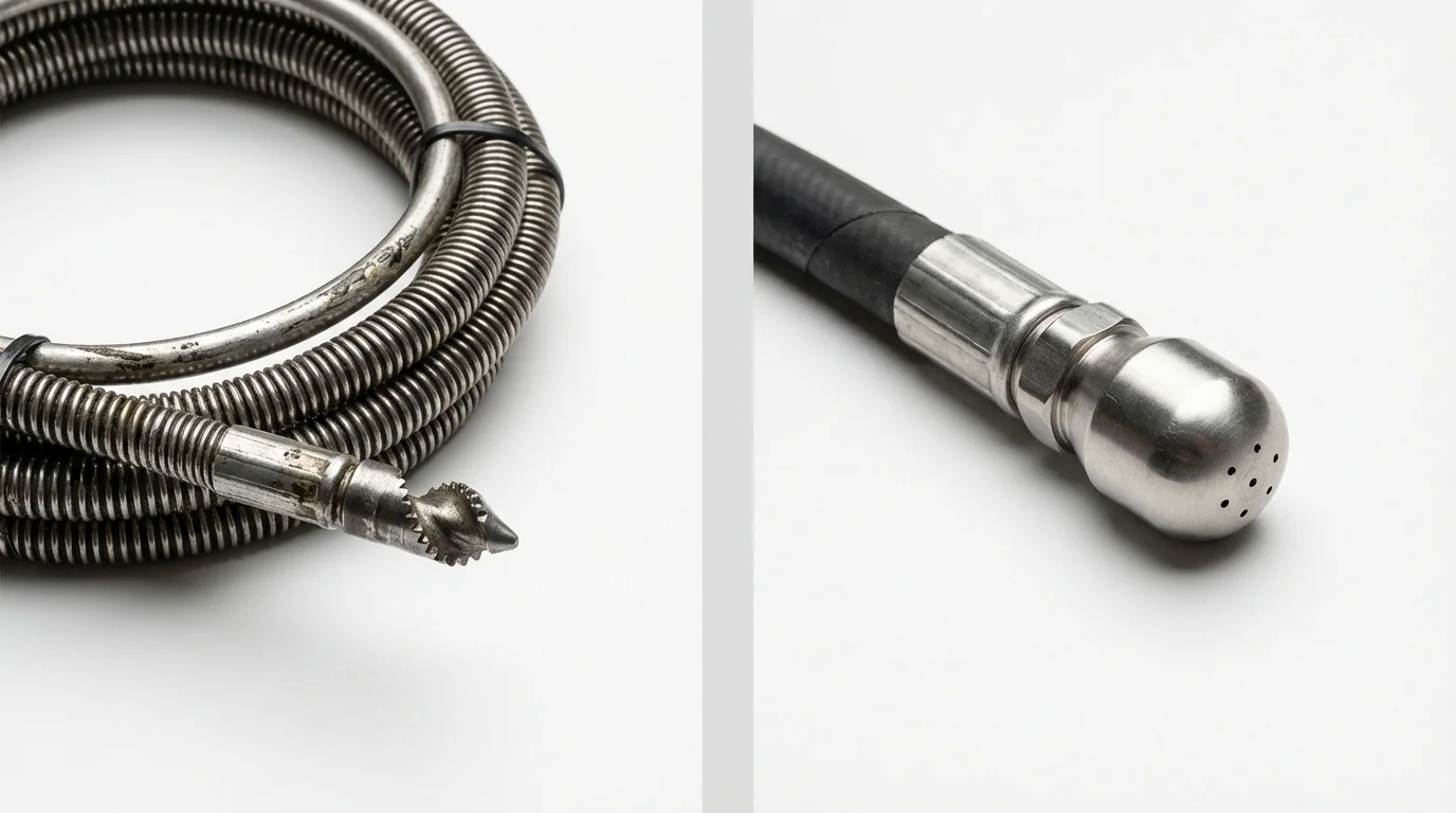Drain snake cable and hydro jetting nozzle used for drain cleaning in Mount Pleasant, UT